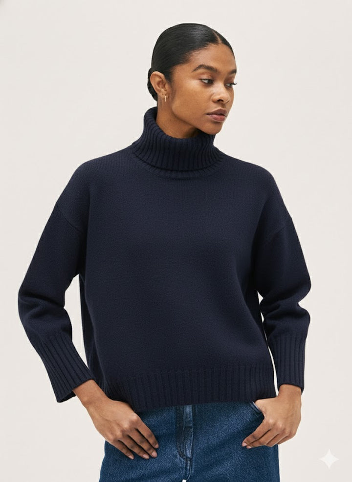 High-Neck Cashmere Turtleneck Sweater