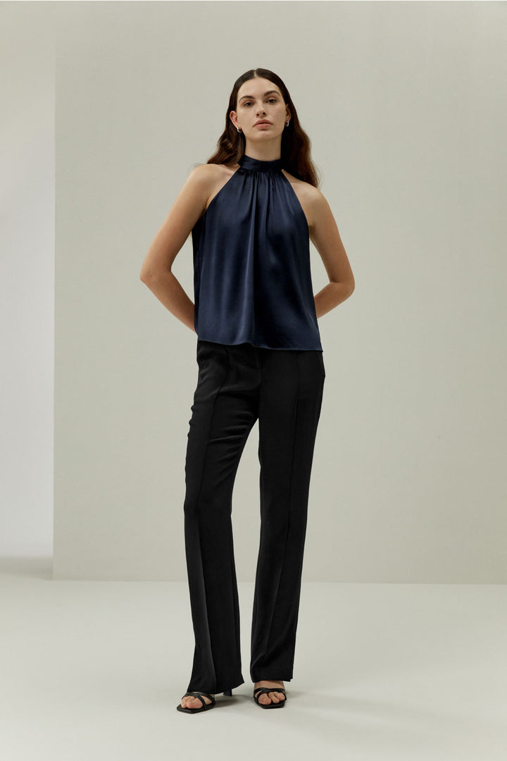 Minimalistic Allure Silk Halter Top
