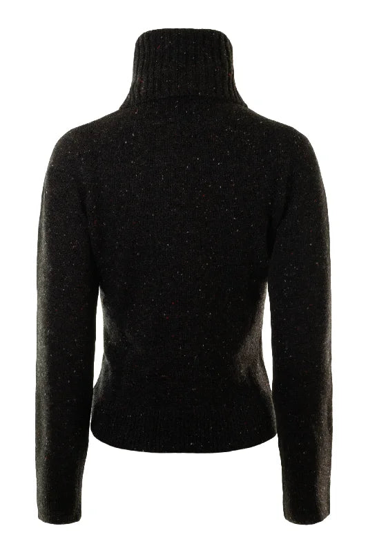 Split Sleeve Cuffed Sweater with Detachable Snood