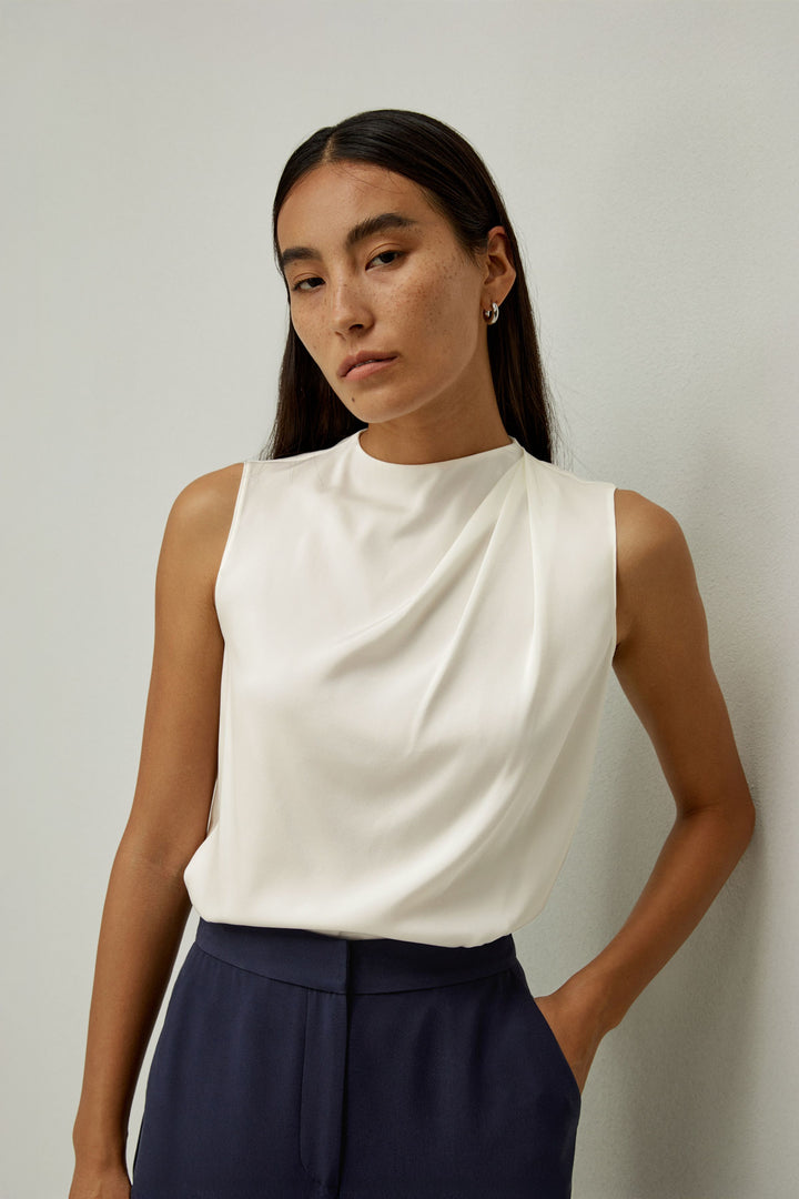 Sleeveless Minimalist Top - White