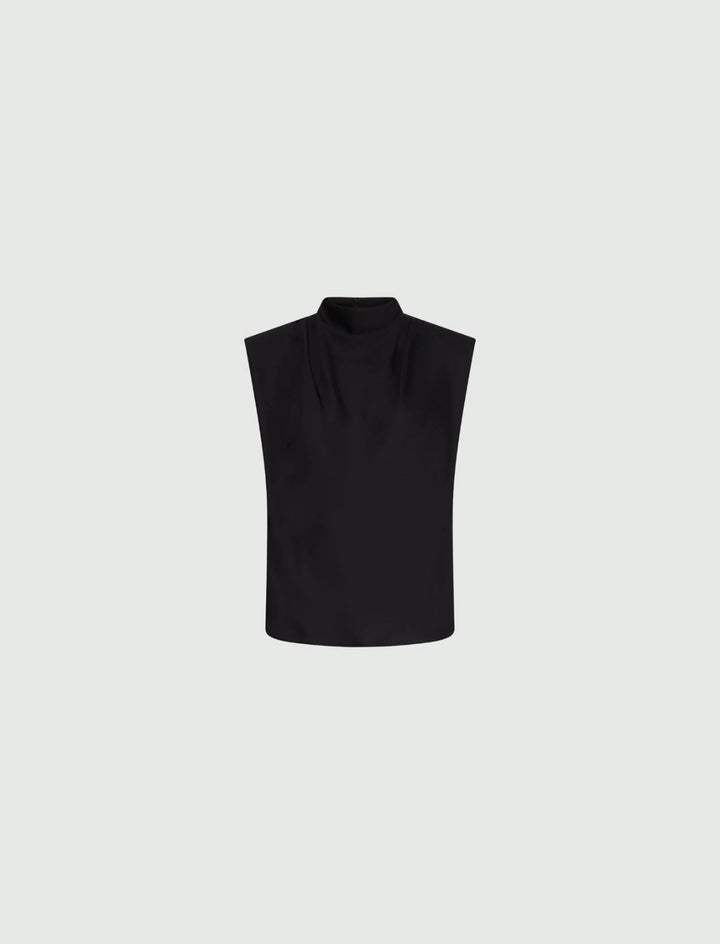 Sleeveless Recycled Satin Blouse - Black