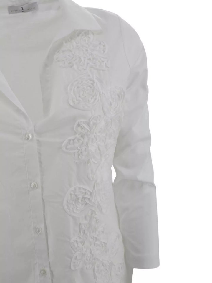 Embroidered V-Neck Slim Fit Long Sleeves Shirt