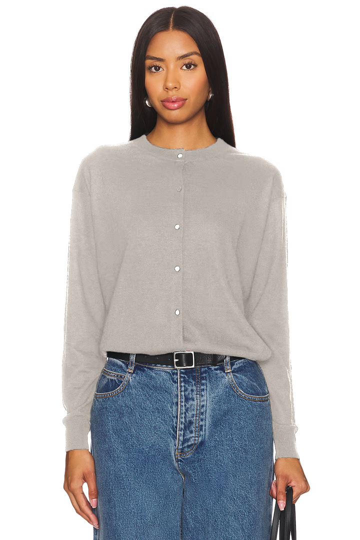 Classic Crew Neck Cardigan - Birch