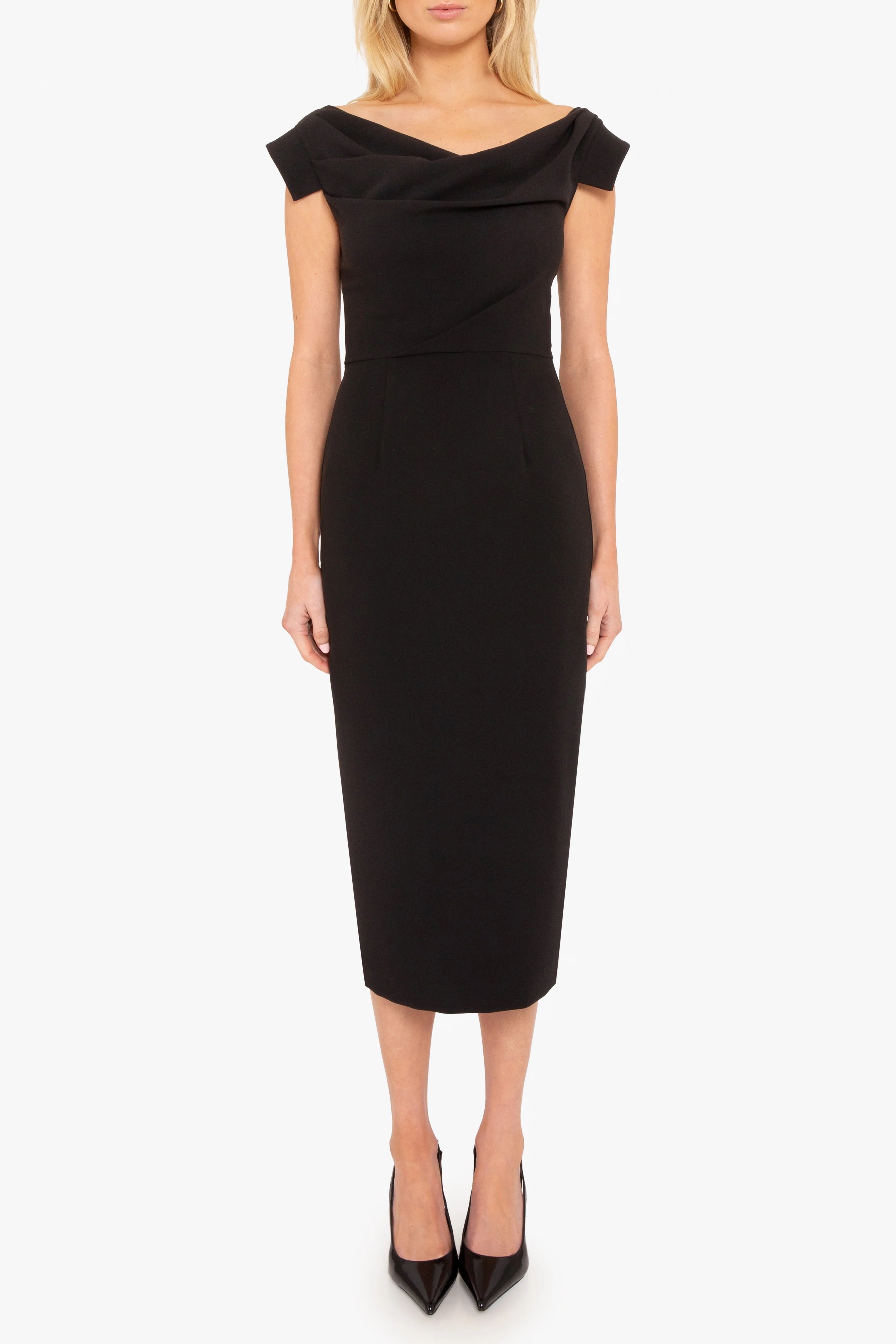 black halo jacqueline midi dress Black Halo Jacqueline Midi dress in Pacific Blue