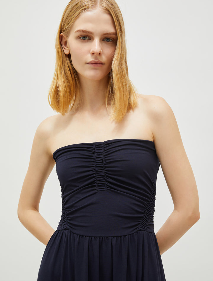 Folata Strapless Dress - Navy