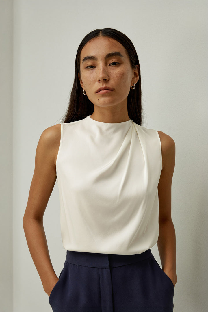 Sleeveless Minimalist Top - White