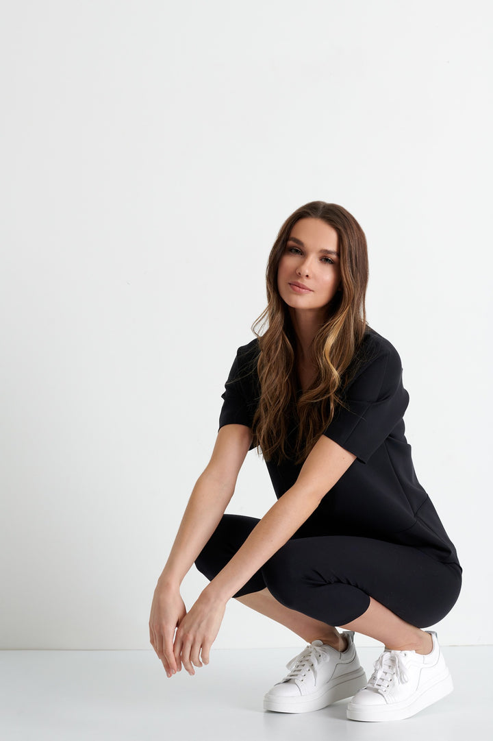 3D Jersey Capri Legging in Caviar