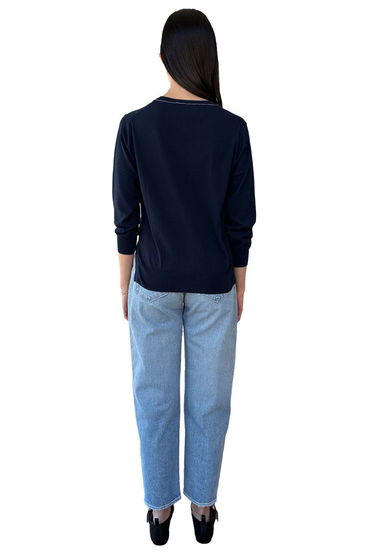 Tipped Relaxed Crew W/ Side Slits