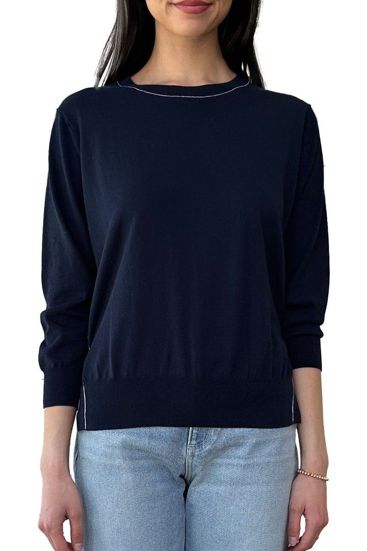 Tipped Relaxed Crew W/ Side Slits