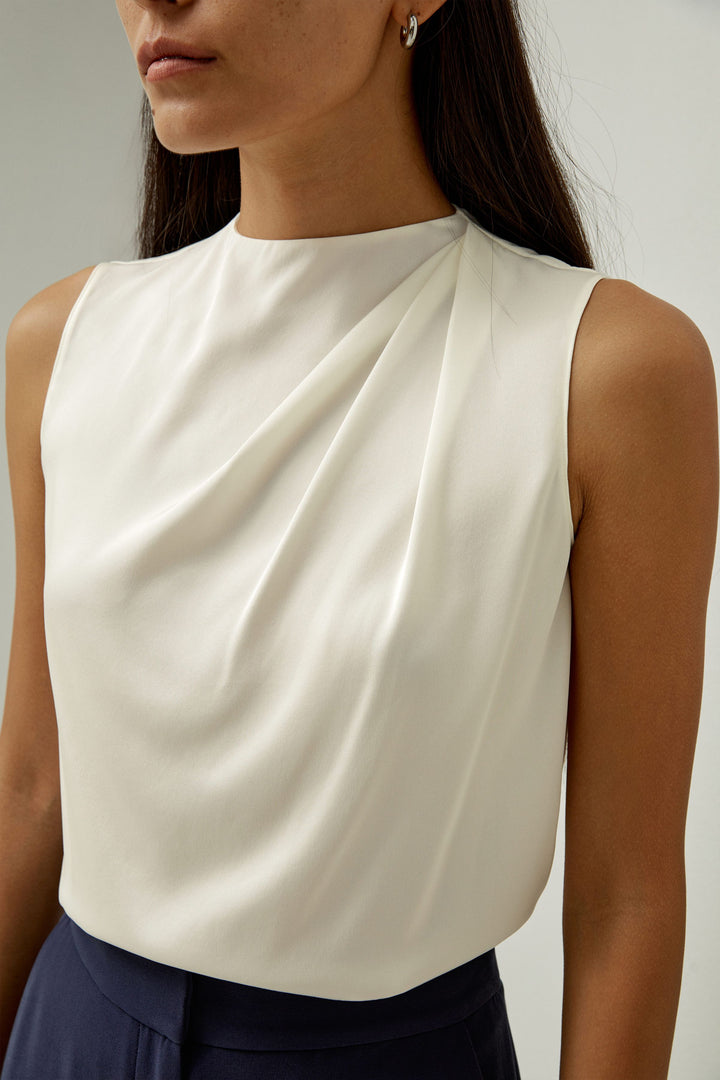 Sleeveless Minimalist Top - White