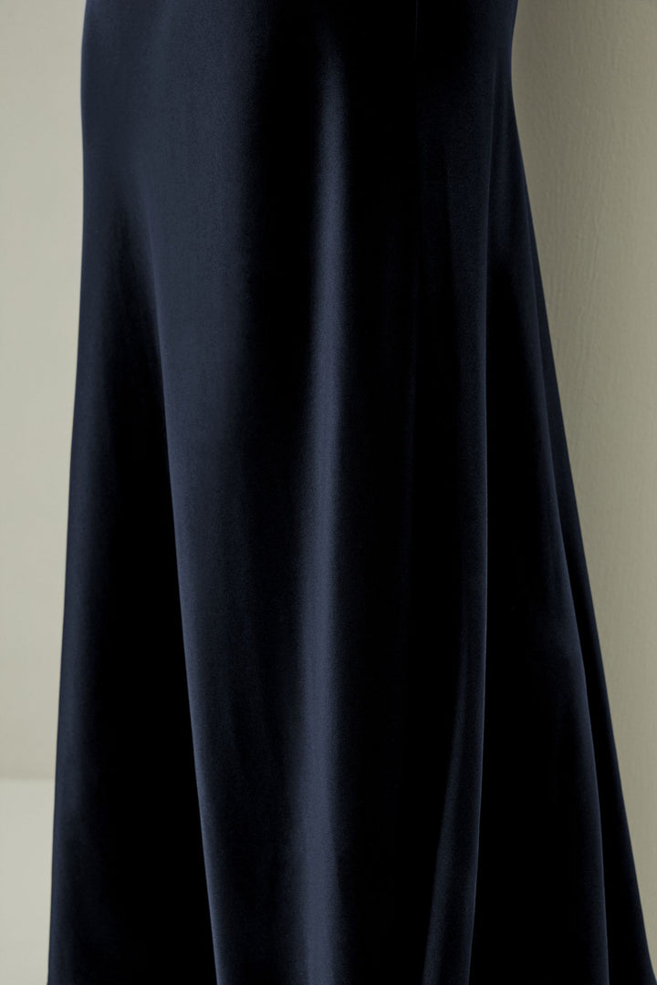 Double-Faced Silk Charmeuse Skirt - Navy