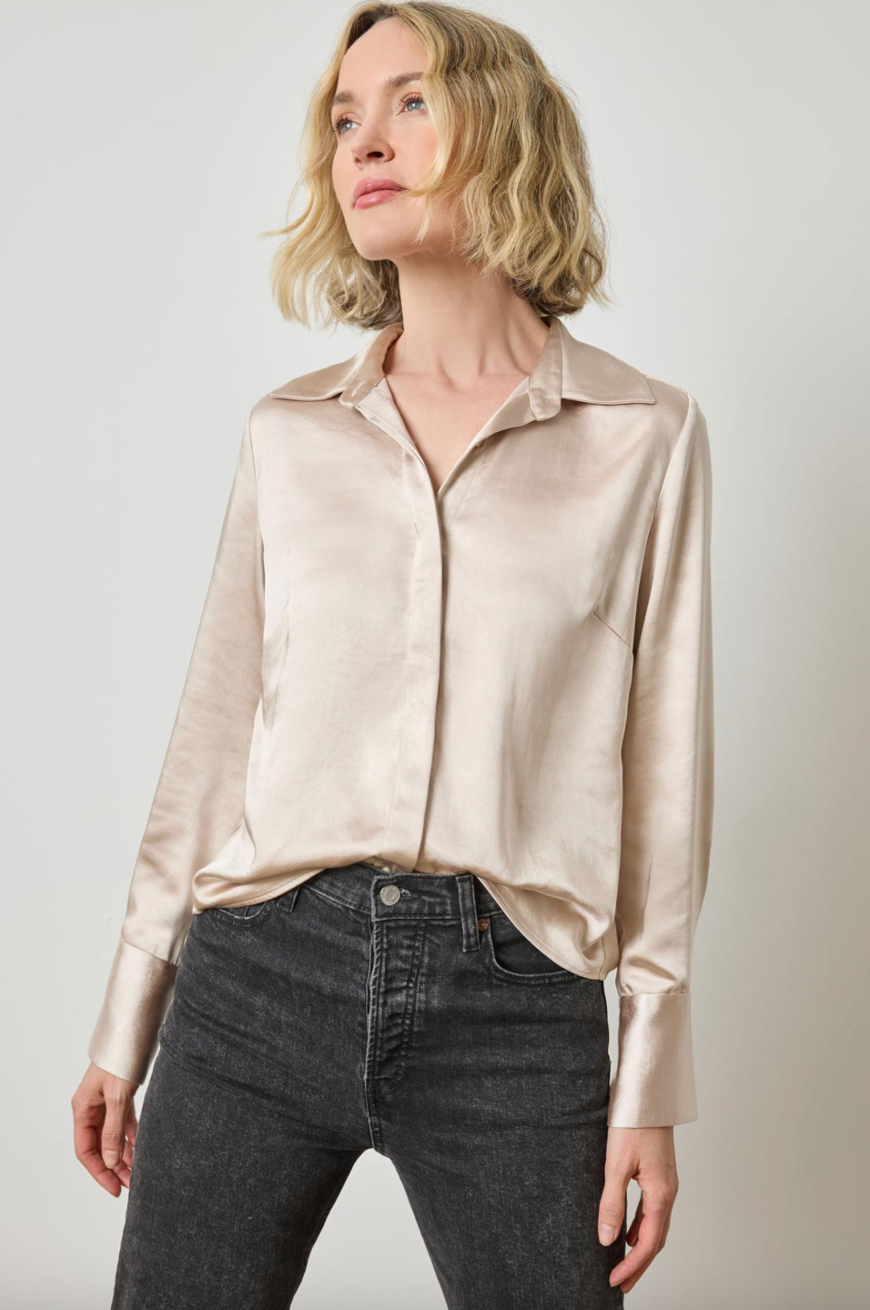 Satin Button Down