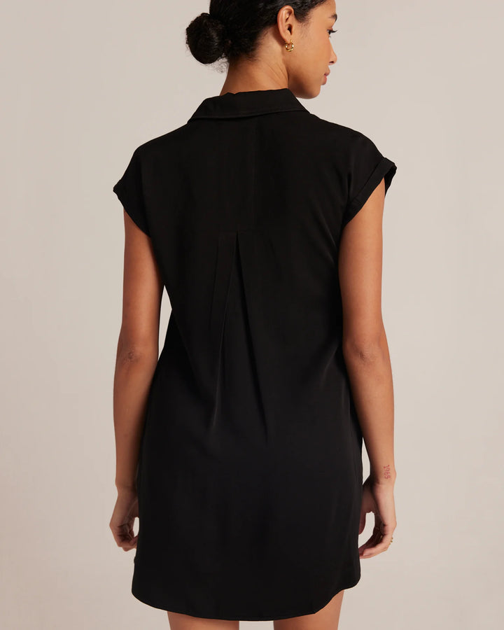 Cap Sleeve V-Neck Dress in Black