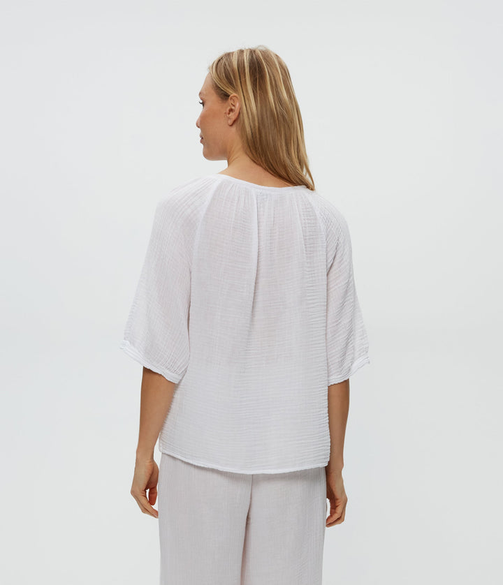 Jane Puff Sleeve Top - White