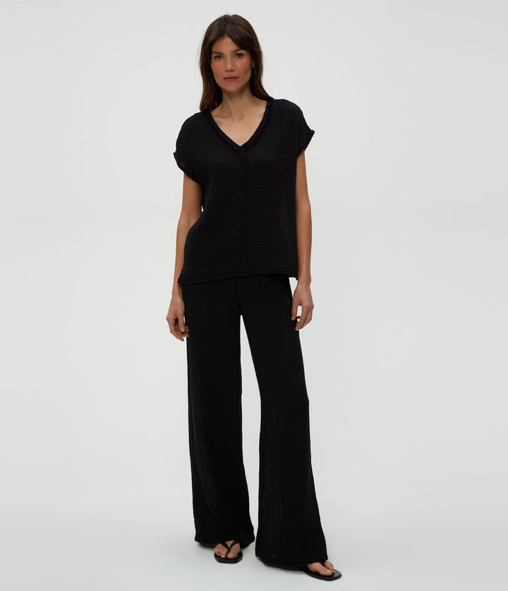 Draya V Neck Top - Black