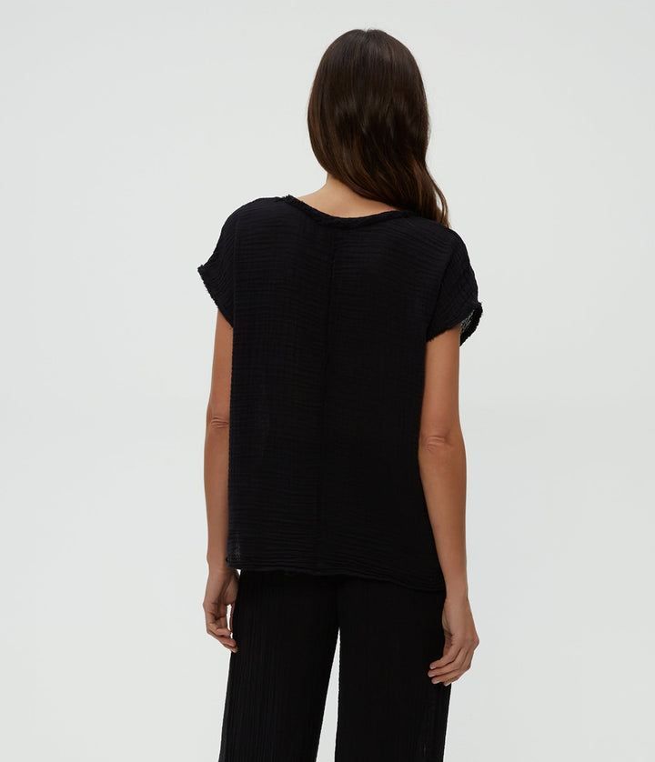 Draya V Neck Top - Black