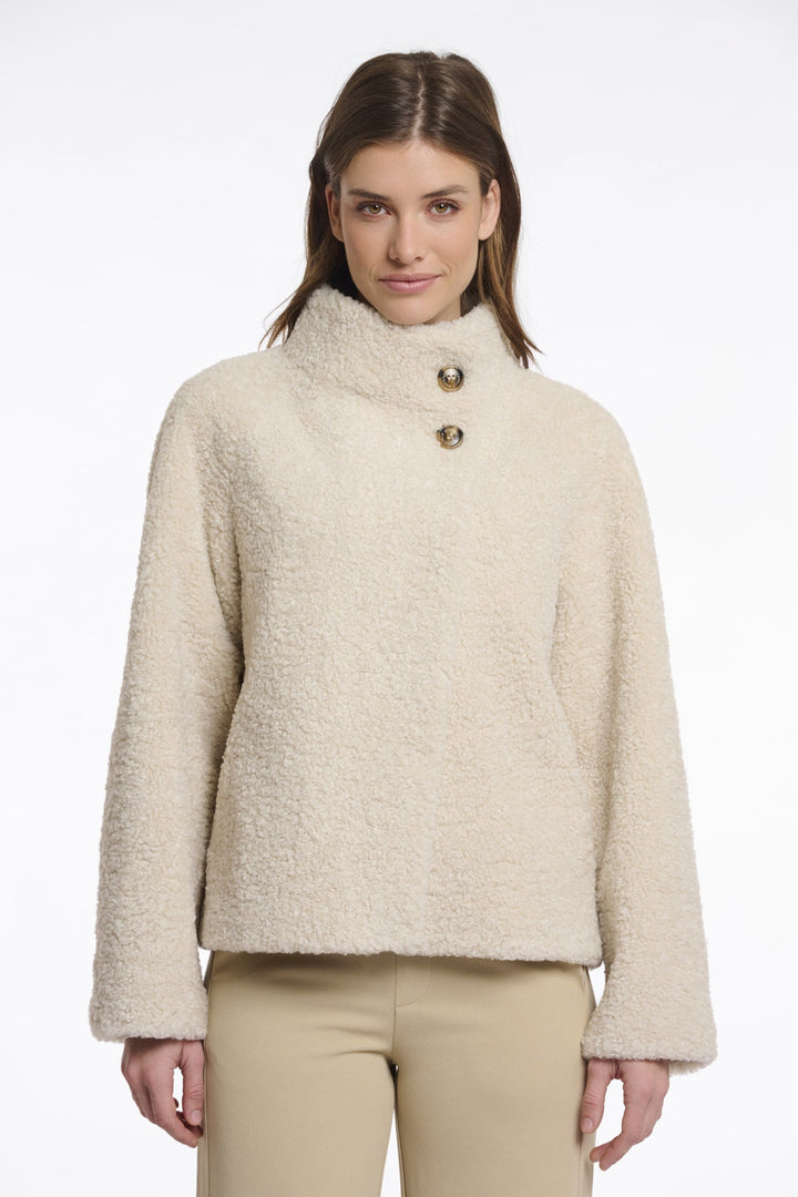 Denu Teddy Jacket with High Collar - Birch