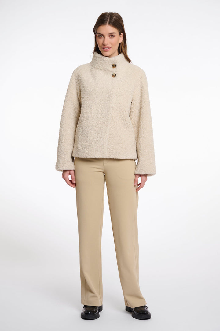 Denu Teddy Jacket with High Collar - Birch