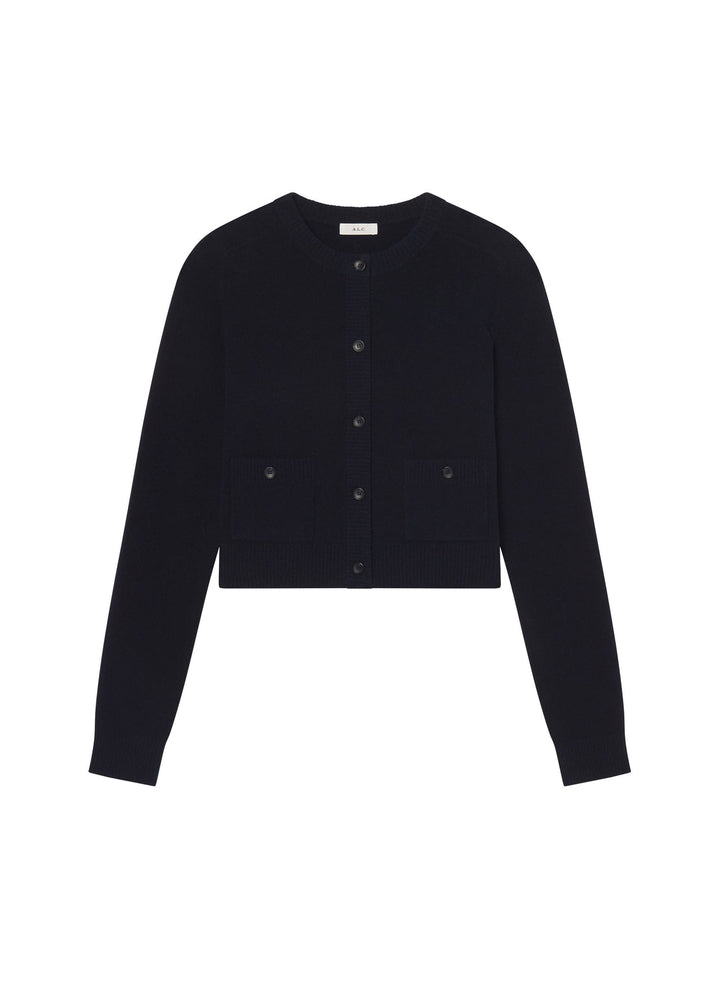 Elise Cotton Boucle Cardigan - Midnight