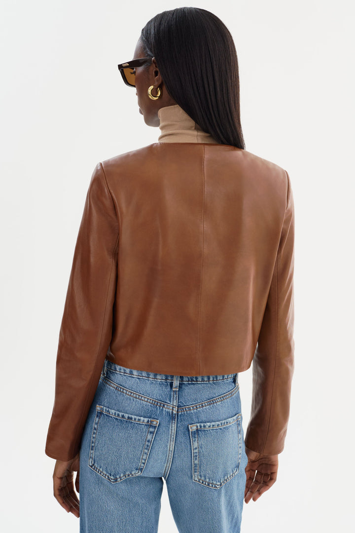 Linette Leather Jacket - Luggage
