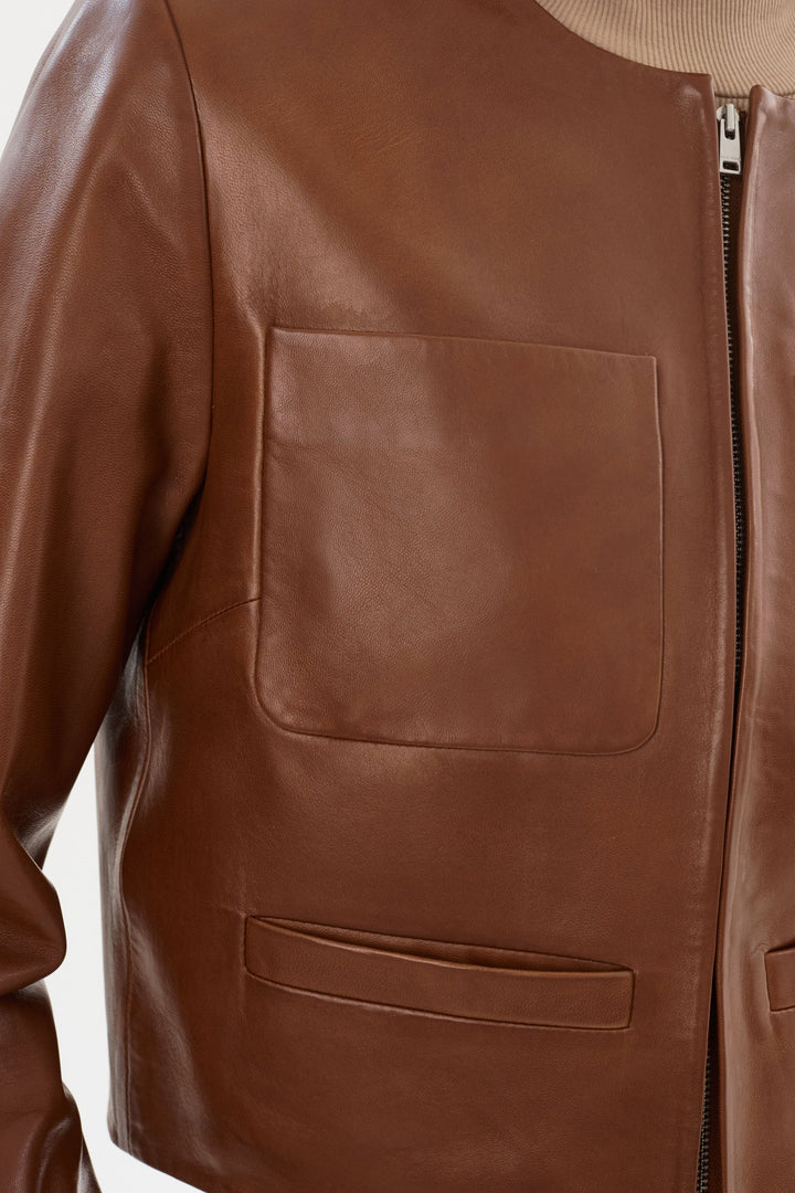 Linette Leather Jacket - Luggage