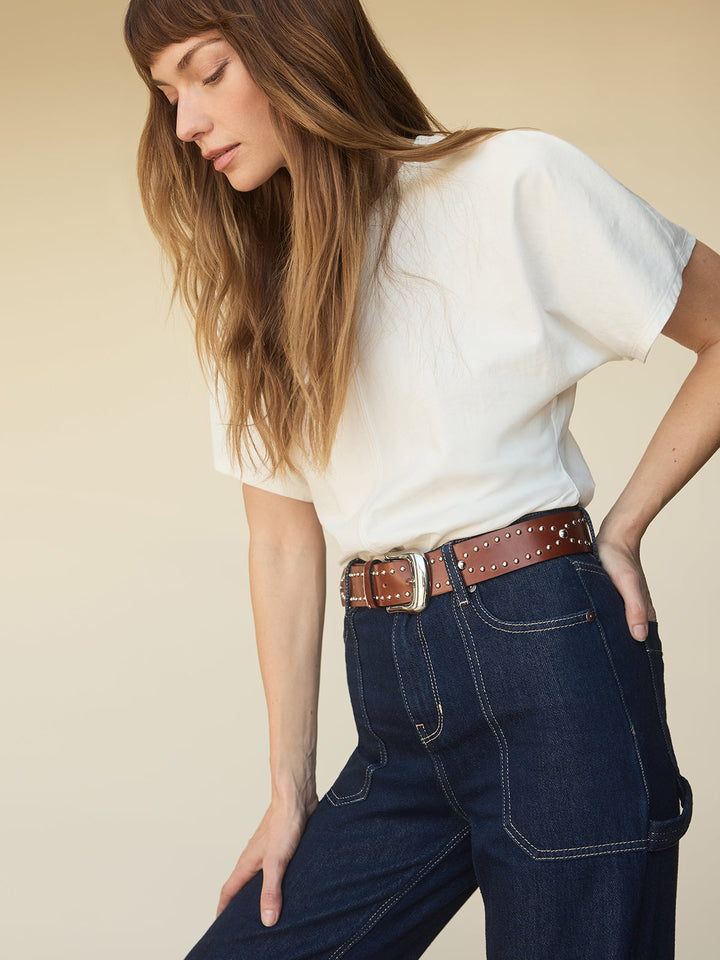 Shirred Waist Dolman Tee - White