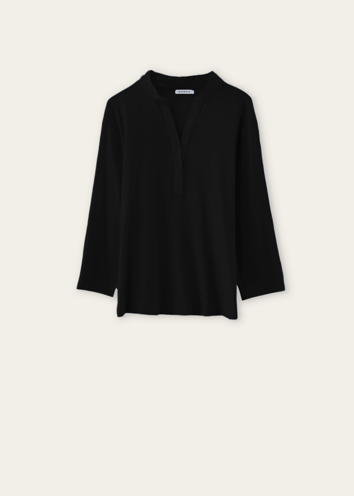 3/4 Sleeve V-Neck T-Shirt - Black