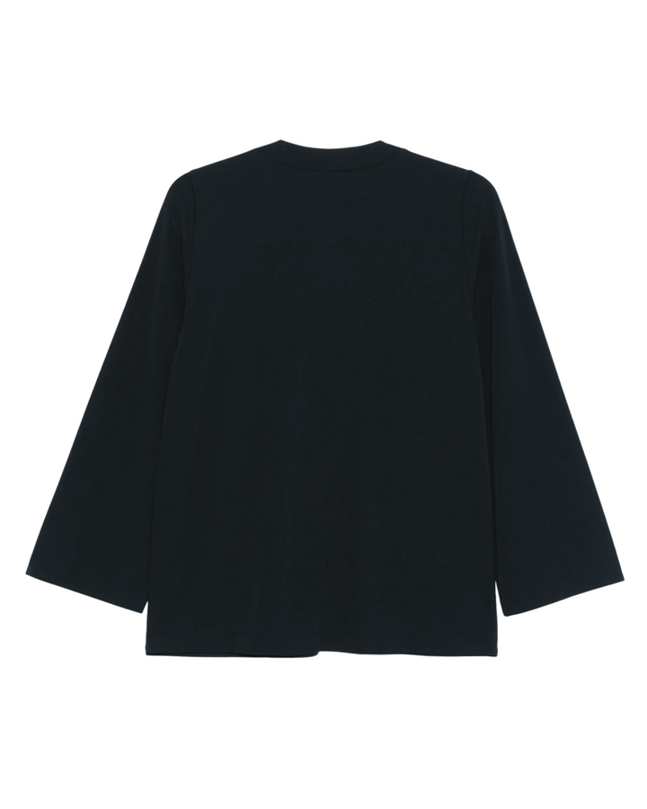 V Neck Crepe Blouse - Nero
