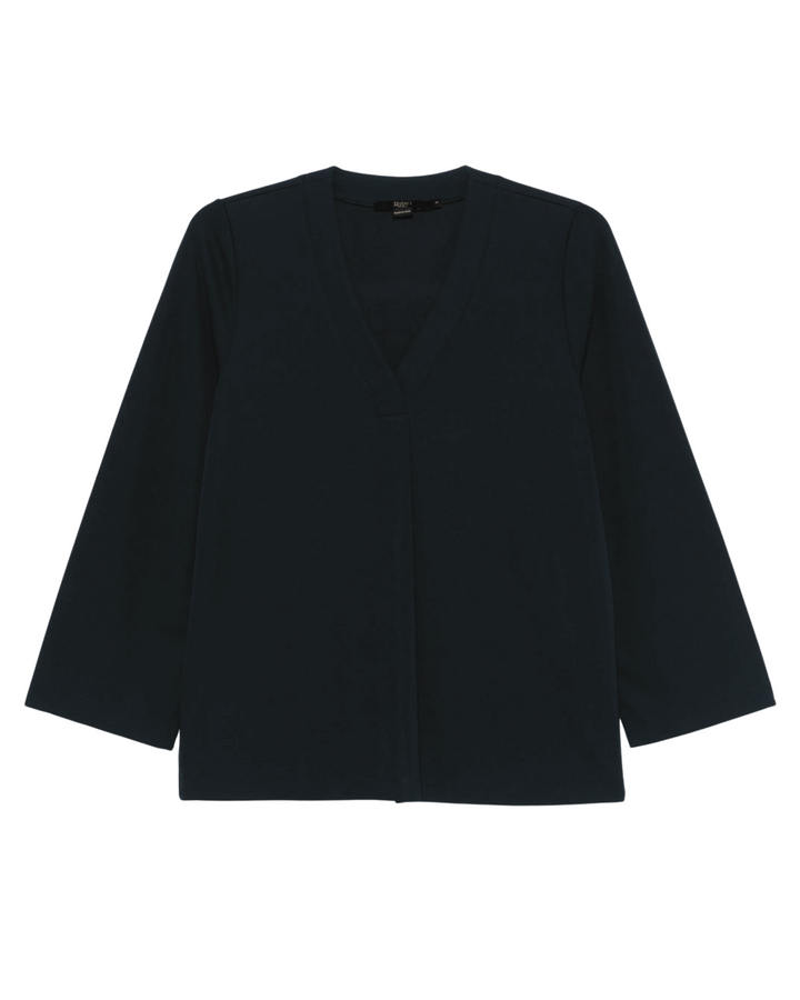 V Neck Crepe Blouse - Nero