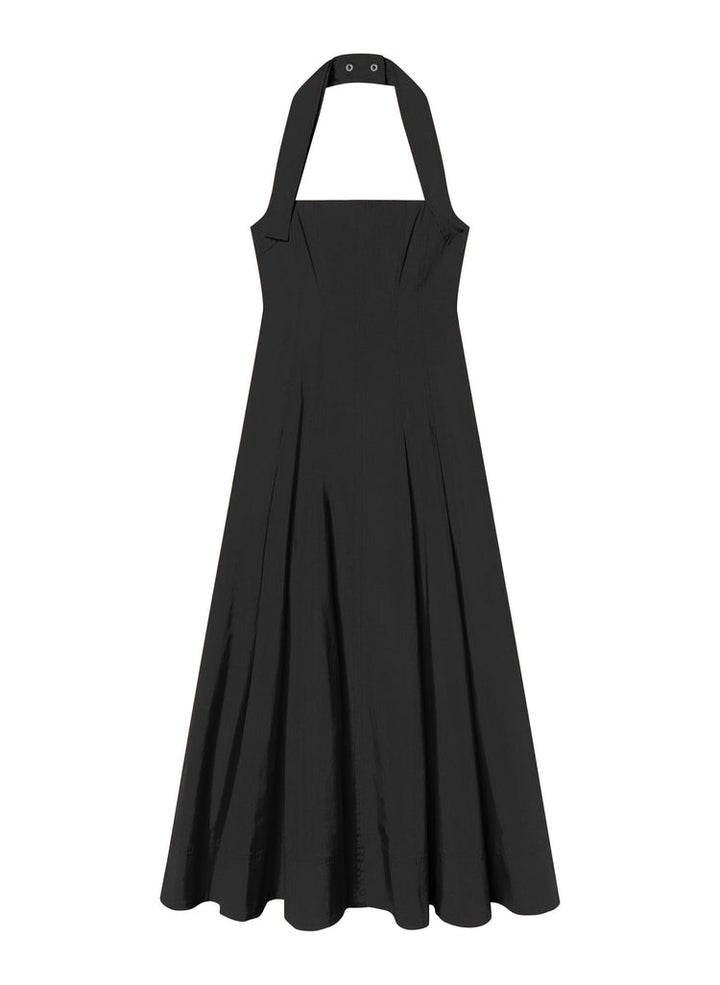 Natalie Stretch Cotton Midi Dress - Black