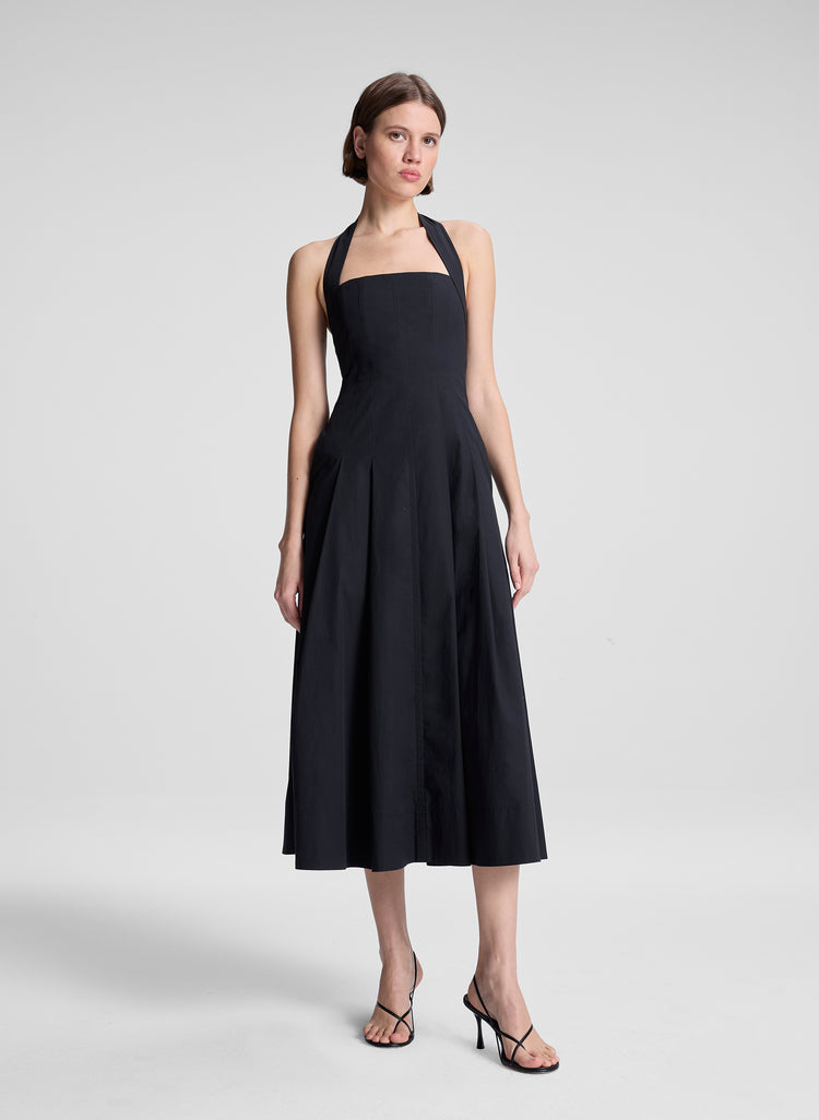 Natalie Stretch Cotton Midi Dress - Black LIANA NYC Natalie Stretch Cotton Midi Dress - Black LIANA NYC