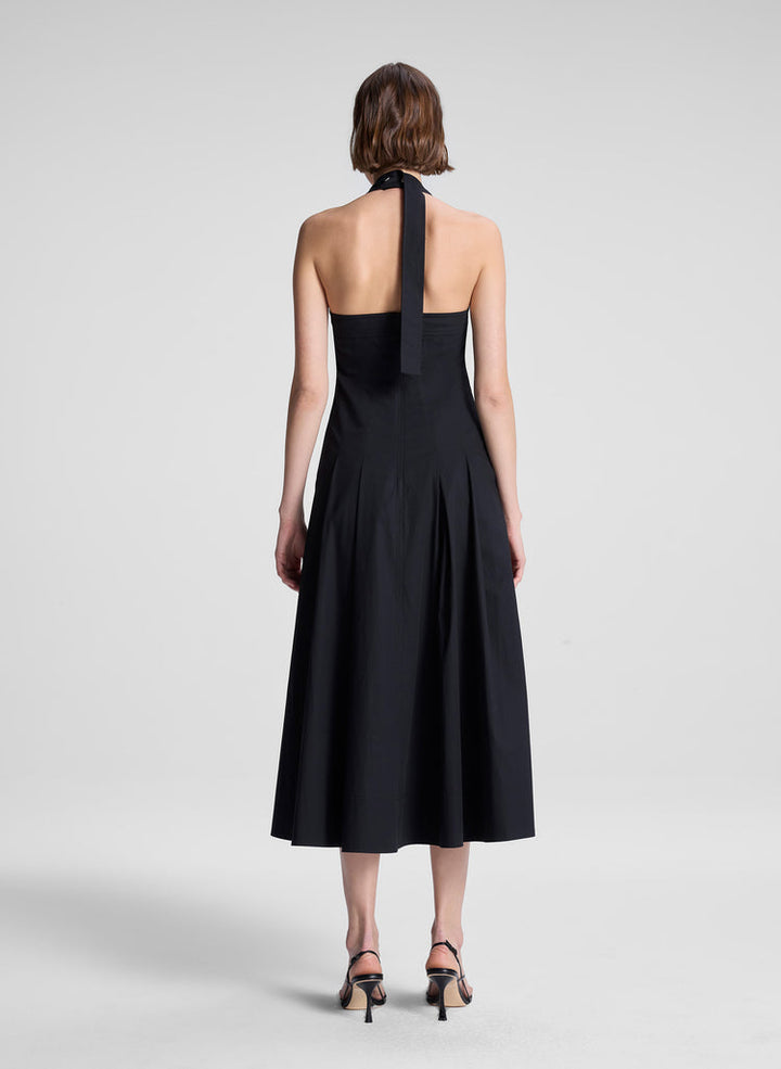 Natalie Stretch Cotton Midi Dress - Black
