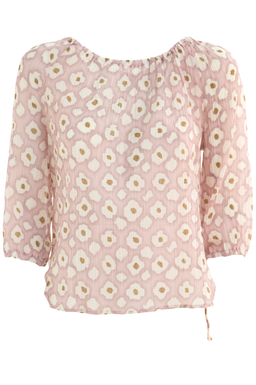 Pink Silk Gauze 3/4 Sleeve Top