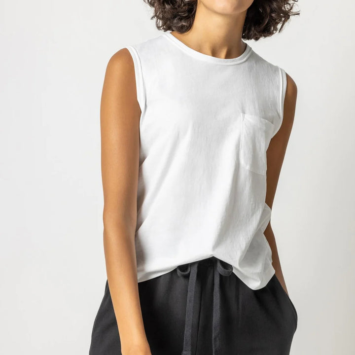 Sleeveless Pocket Crewneck