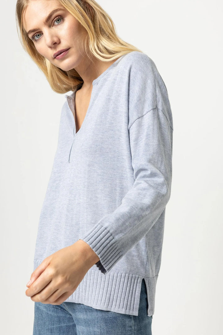 Split Neck Pullover Sweater