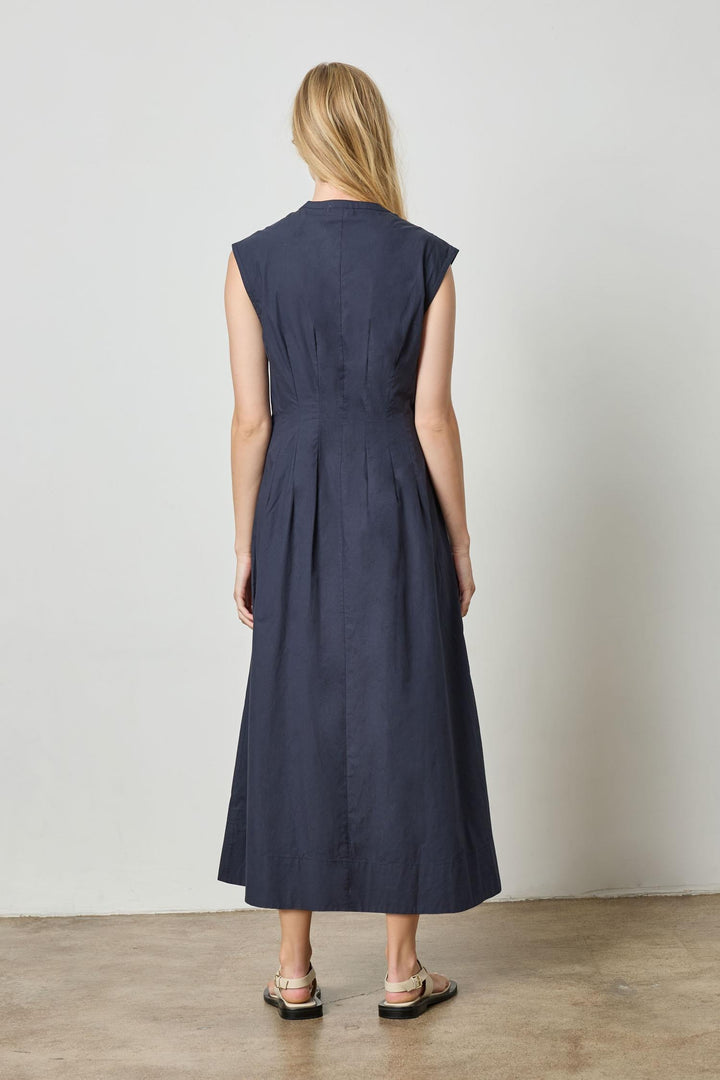 Sleeveless Seamed Maxi Dress - Navy