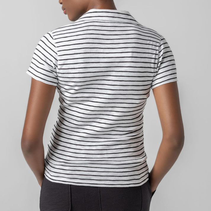 Striped Polo Tee - Black