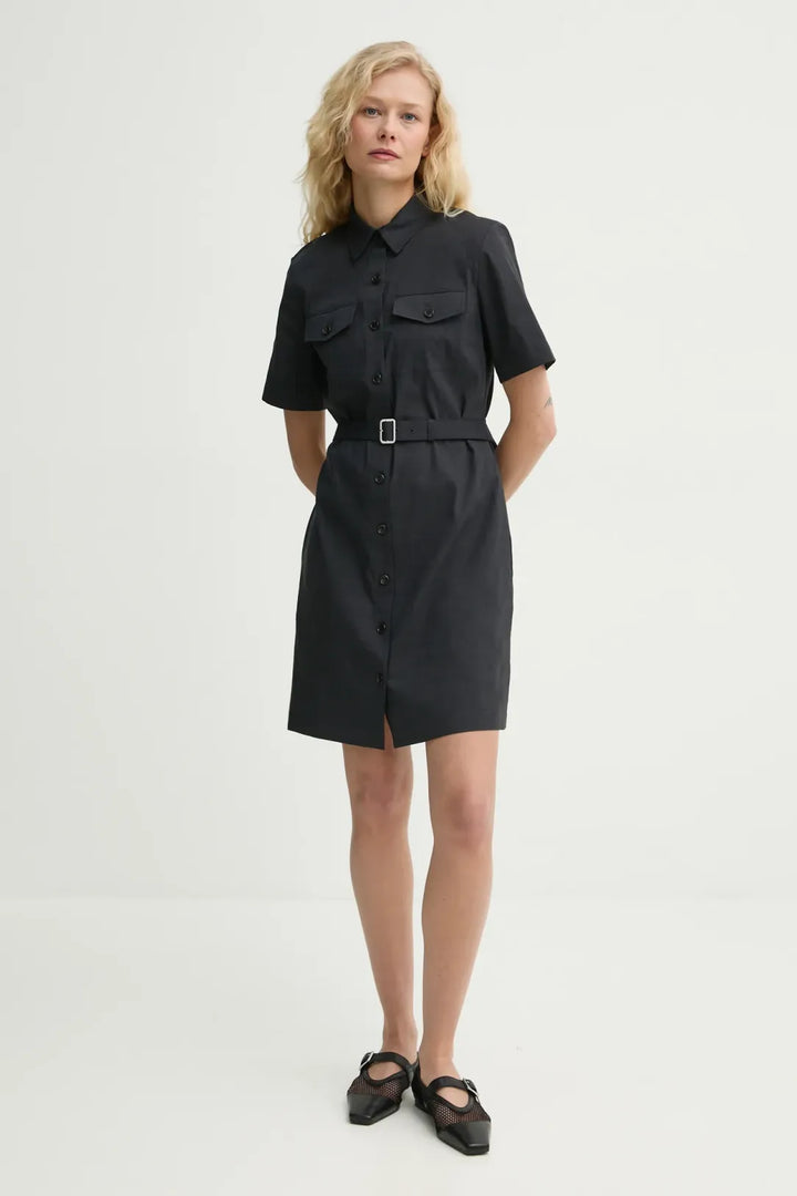 Short Sleeve Military Pocket Shirtdress - Concord