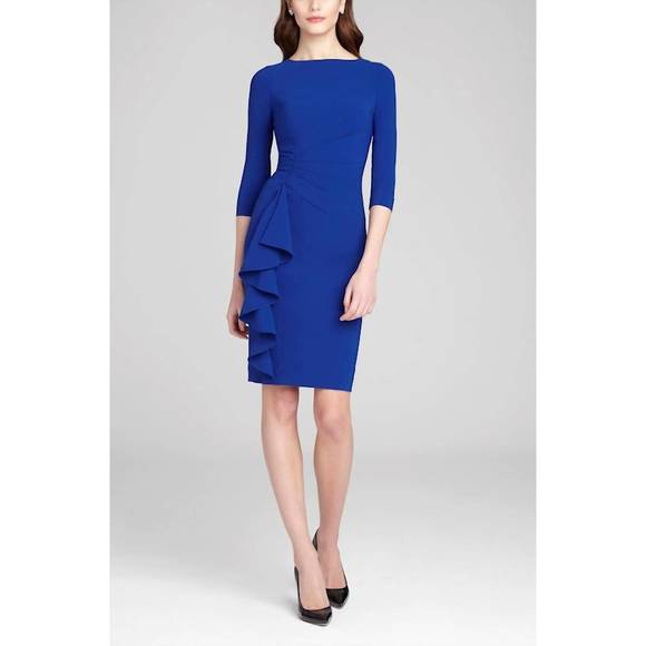 Elb Sleeve Side Ruffle Dress