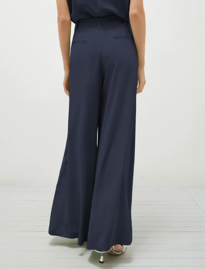Sedia Wide Leg Silk Trousers - Navy