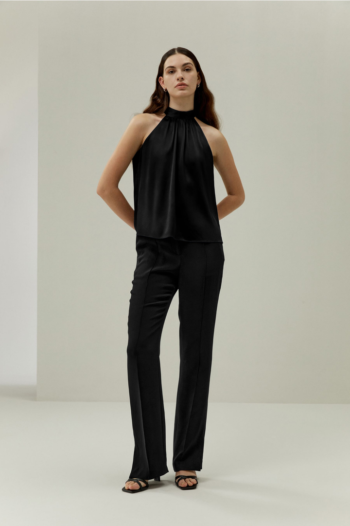 Minimalistic Allure Silk Halter Top