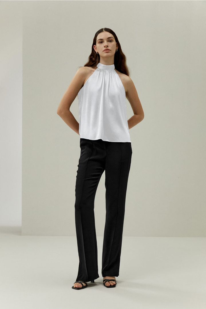Minimalistic Allure Silk Halter Top