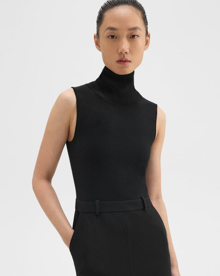 Funnel Neck Combo Dress in Admiral Crepe