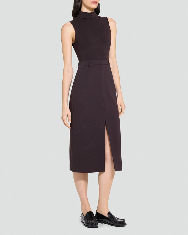 Funnel Neck Combo Dress in Admiral Crepe