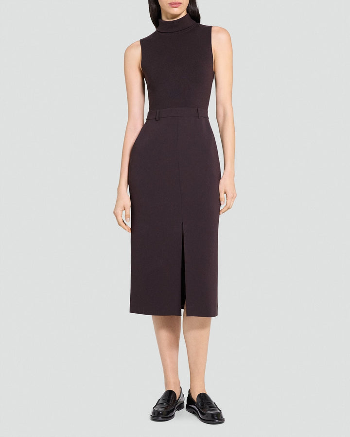 Funnel Neck Combo Dress in Admiral Crepe
