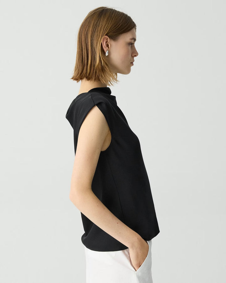 Cap Sleeve Shirt in Silk Georgette