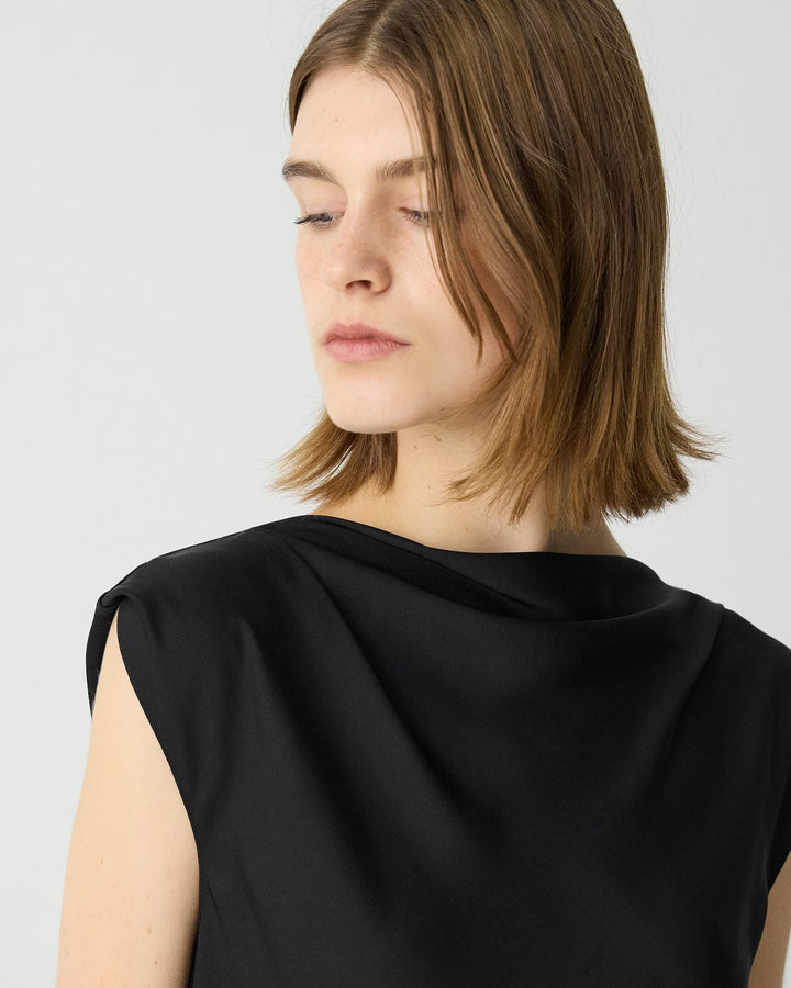 Cap Sleeve Shirt in Silk Georgette