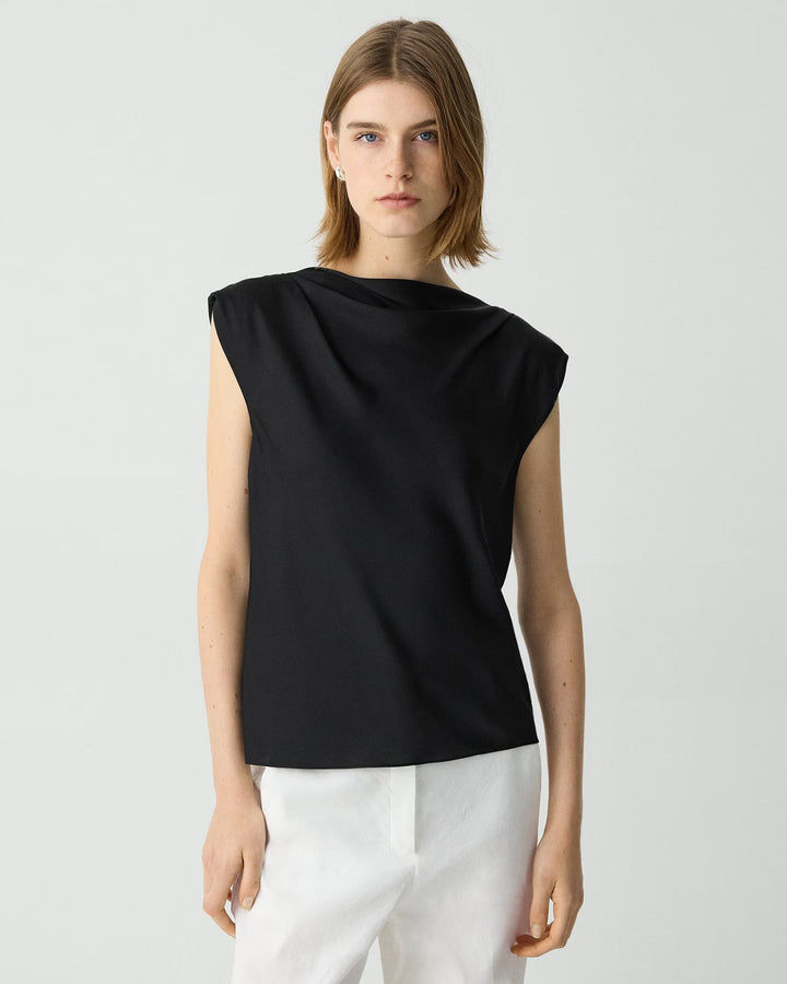 Cap Sleeve Shirt in Silk Georgette