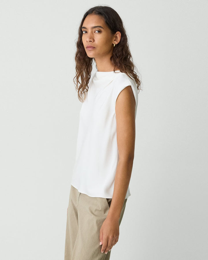 Cap Sleeve Shirt in Silk Georgette