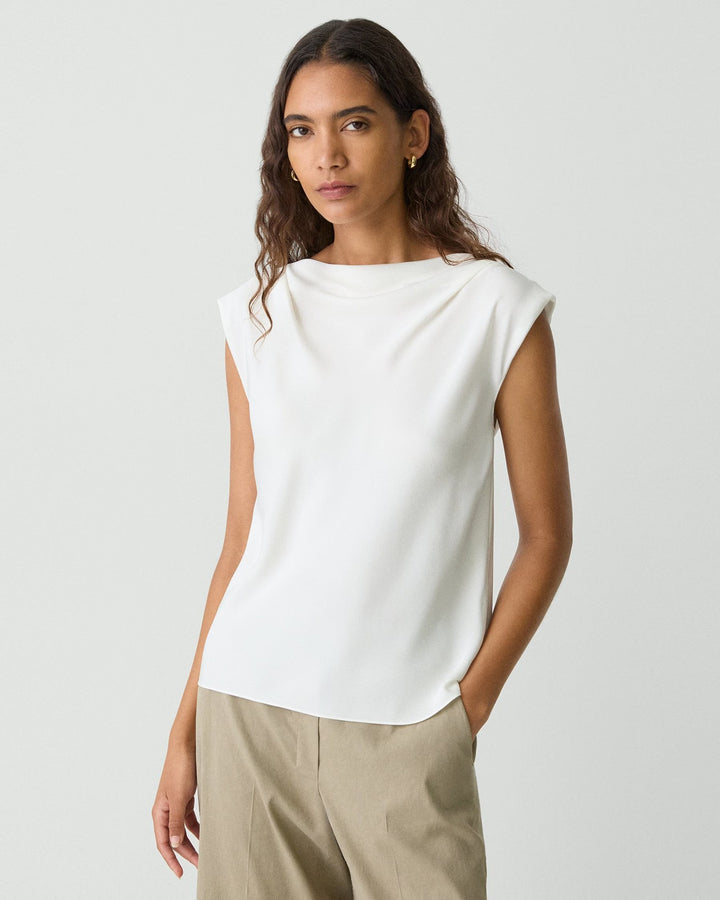 Cap Sleeve Shirt in Silk Georgette